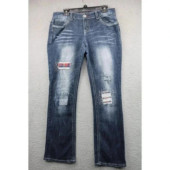 Twenty One Black Women's Curvy Jeans 9-10 Regular Slim Bootcut Distressed - Picture 1 of 16